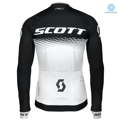 2019 Scott-RC PRO Black-White Thermal Long Sleeve Cycling Jersey
