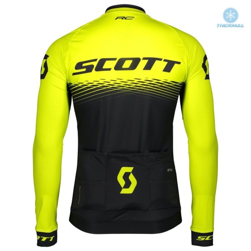 2019 Scott-RC PRO Black-Yellow Thermal Long Sleeve Cycling Jersey