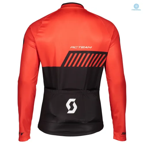 2019 Scott-RC-Team Black-Red Thermal Long Sleeve Cycling Jersey