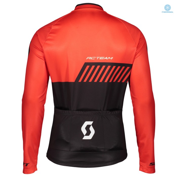 2019 Scott-RC-Team Black-Red Thermal Long Sleeve Cycling Jersey