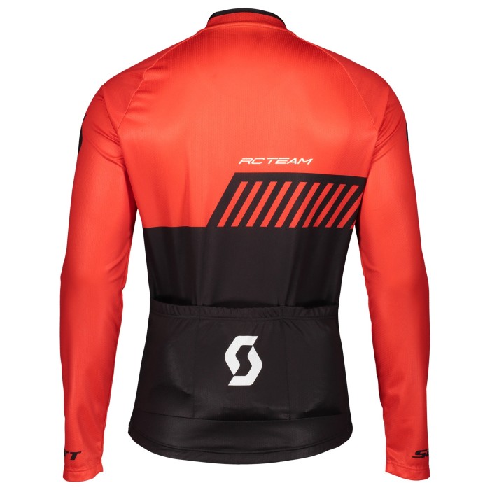 2019 Scott-RC-Team Black-Red Long Sleeve Cycling Jersey And Bib Pants Set