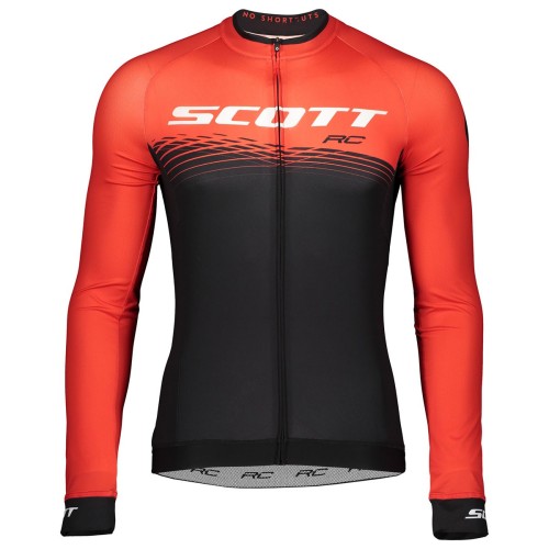 2019 Scott-RC PRO Black-Red Long Sleeve Cycling Jersey And Bib Pants Set