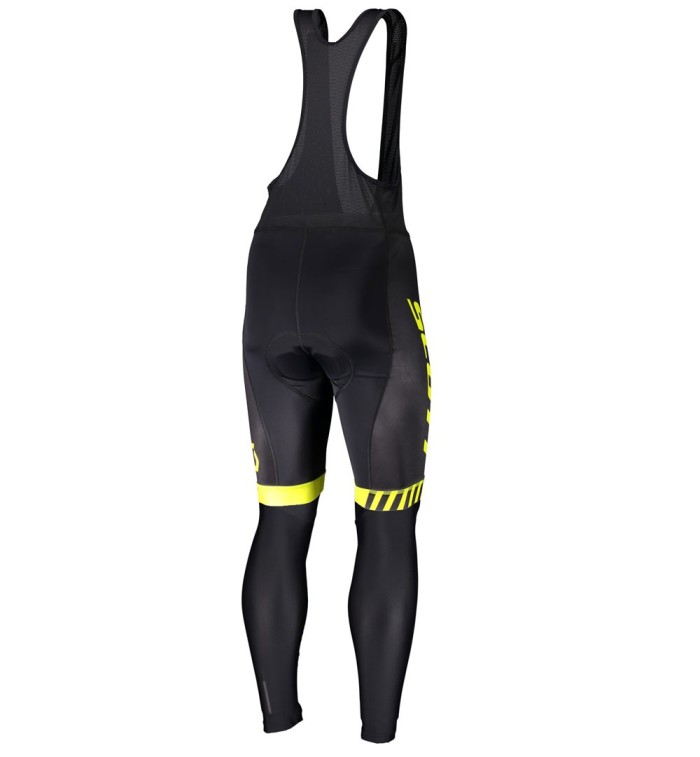 2019 Scott-RC-Team Black-Yellow Long Sleeve Cycling Jersey And Bib Pants Set