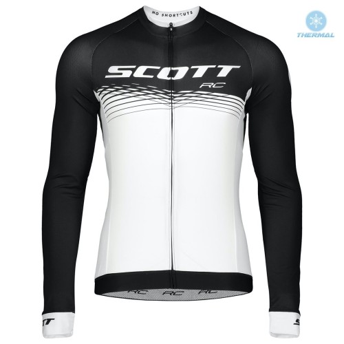 2019 Scott-RC PRO Black-White Thermal Cycling Jersey And Bib Pants Set