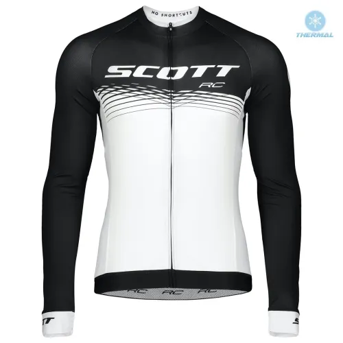 2019 Scott-RC PRO Black-White Thermal Cycling Jersey And Bib Pants Set