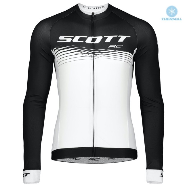 2019 Scott-RC PRO Black-White Thermal Long Sleeve Cycling Jersey