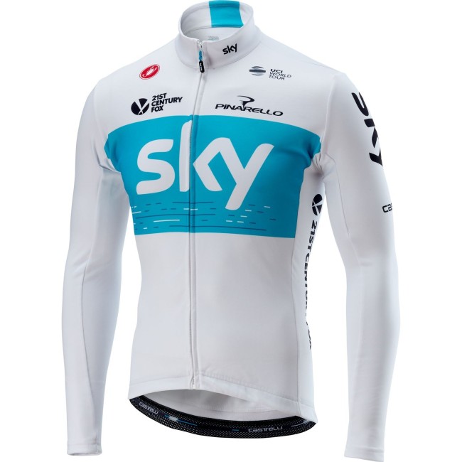 2018 SKY Team White Long Sleeve Cycling Jersey