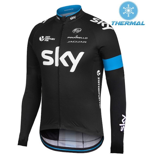 2015 Skу Pro Team Black Thermal Cycling Long Sleeve Jersey