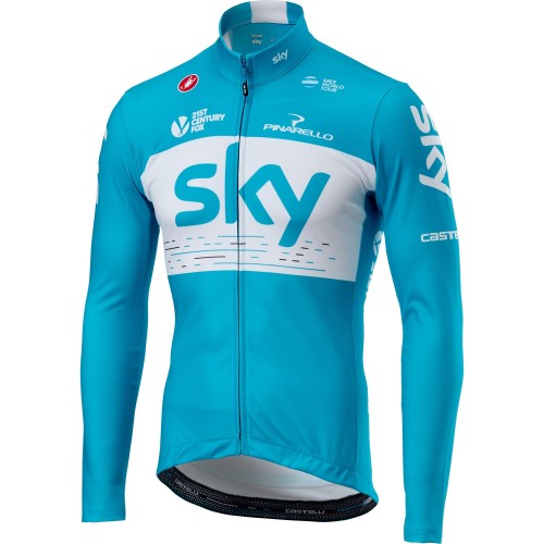 2018 SKY Team Blue Long Sleeve Cycling Jersey And Bib Pants Set