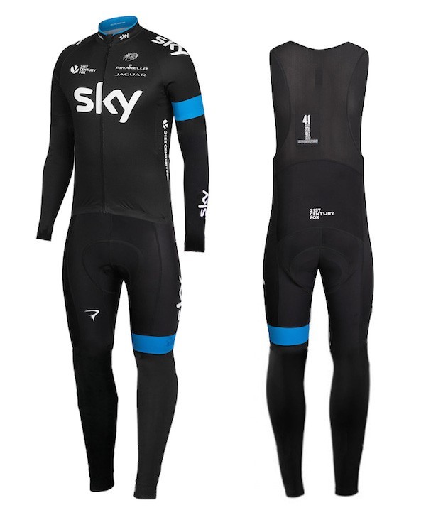 2015 Skу Pro Team Black Long Sleeve Cycling Jersey And Bib Pants