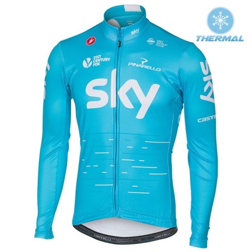 2017 Team Skу Blue Thermal Cycling Jersey And Bib Pants Set