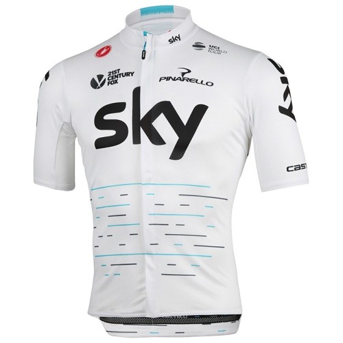 2017 Team Skу Tour de France White Cycling Jersey And Bib Shorts Set