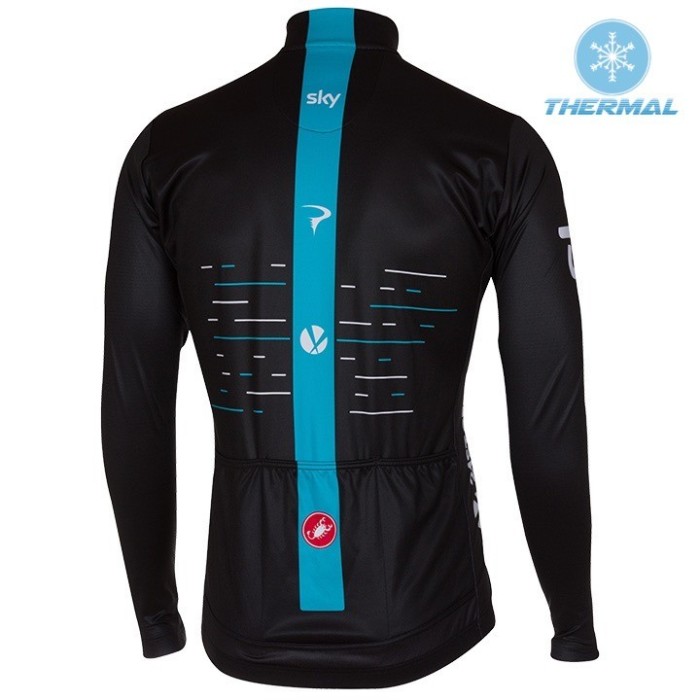 2017 Team Skу Black Thermal Long Sleeve Cycling Jersey