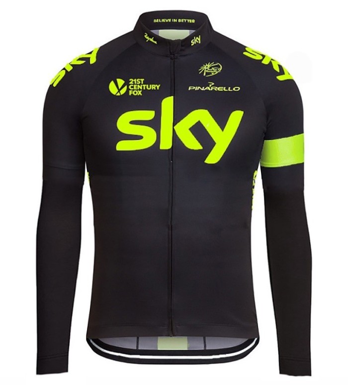 2016 Skу Team Fluo Edition Long Sleeve Cycling Jersey And Bib Pants Set