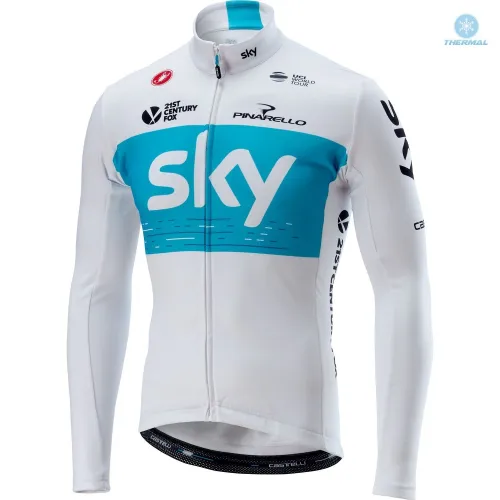 2018 SKY Team White Thermal Cycling Jersey And Bib Pants Set