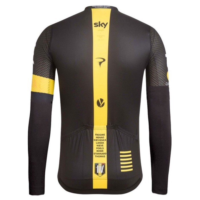 2016 Team Skу IV Black-Yellow Cycling Long Sleeve Jersey