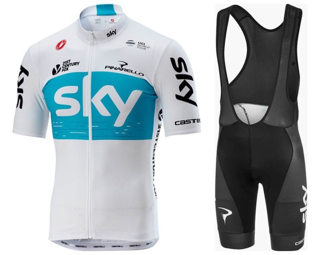 2018 Team Skу White Cycling Jersey And Bib Shorts Set