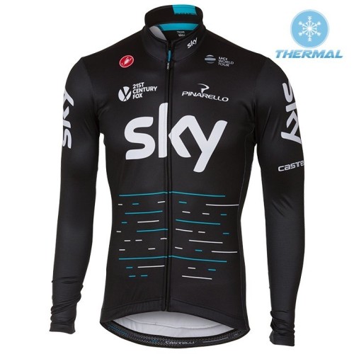 2017 Team Skу Black Thermal Long Sleeve Cycling Jersey