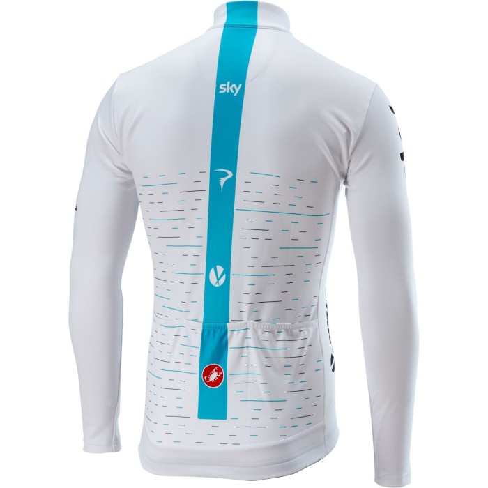 2018 SKY Team White Long Sleeve Cycling Jersey And Bib Pants Set