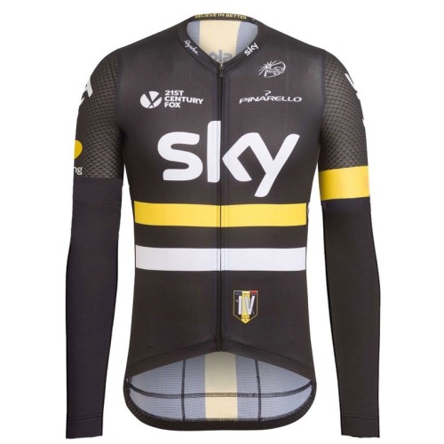 2016 Team Skу IV Black-Yellow Cycling Long Sleeve Jersey