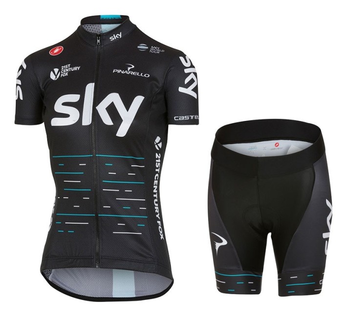 2017 Team Skу Black Women Cycling Jersey And Shorts Set