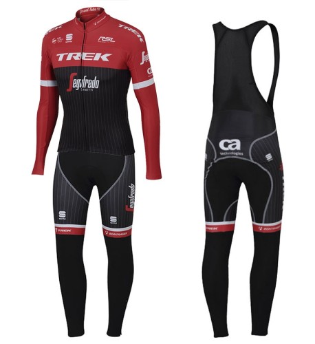 2017 Trek Pro Race Red Long Sleeve Cycling Jersey And Bib Pants Set