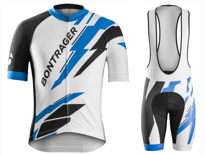 2016 Bontrager Specter Blue-White Sleeve Cycling Jersey And Bib Shorts Set