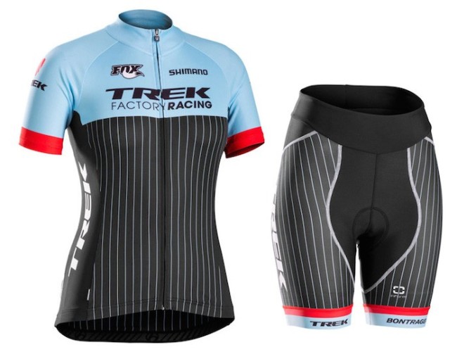 2016 Trek Factory Racing Blue Women Cycling Jersey And Regular Shorts Set