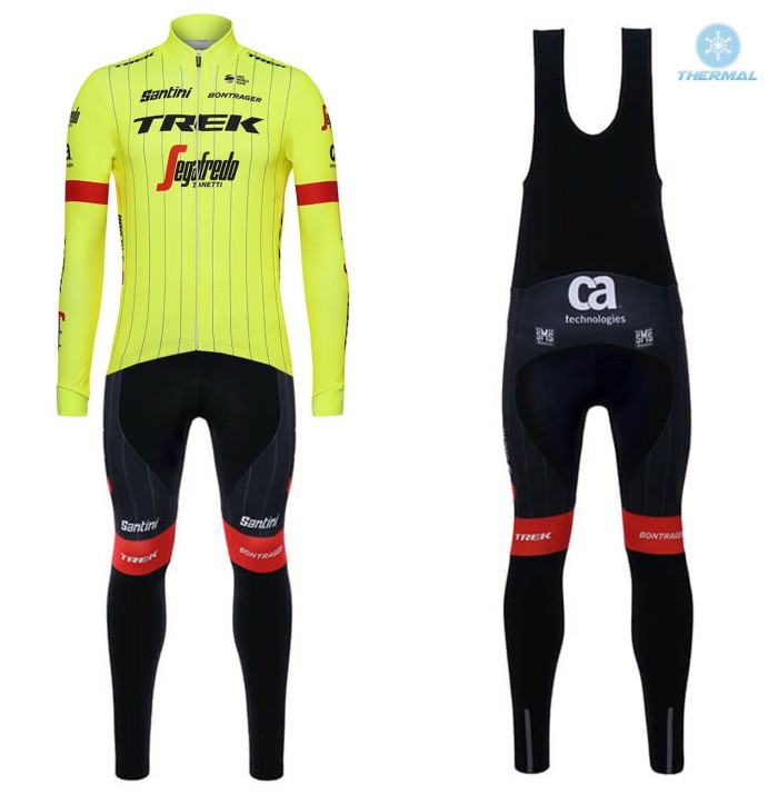 2018 Trek Segafredo Yellow Thermal Cycling Jersey And Bib Pants Set