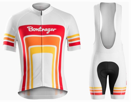 2016 Bontrager Santa Cruz 1980 White And Red Cycling Jersey And Bib Shorts Set