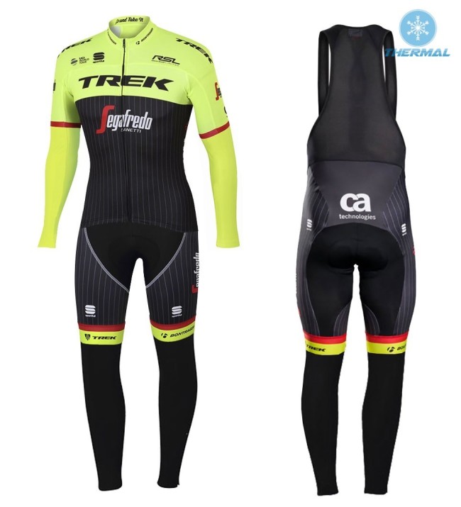 2017 Trek Pro Race Yellow Thermal Cycling Jersey And Bib Pants Set