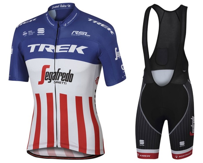 2017 Trek Segafredo US Champion Cycling Jersey And Bib Shorts Set