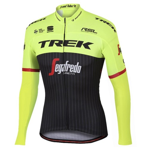 2017 Trek Pro Race Yellow Long Sleeve Cycling Jersey And Bib Pants Set