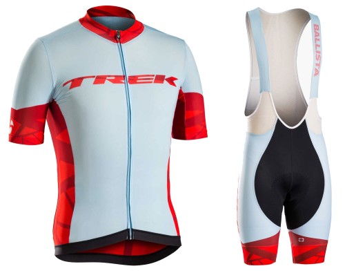 2016 Bontrager Trek Ballista Light Blue Cycling Jersey And Bib Shorts Set