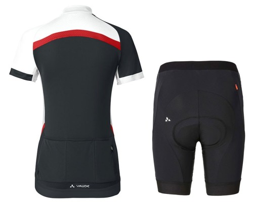 2017 Vaude Pro II Women’s White-Red-Black Cycling Jersey And Shorts Set