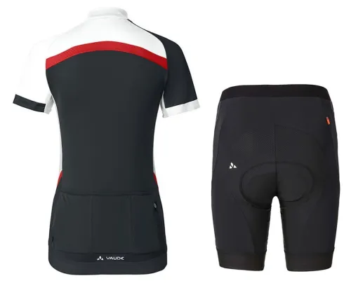 2017 Vaude Pro II Women’s White-Red-Black Cycling Jersey And Shorts Set