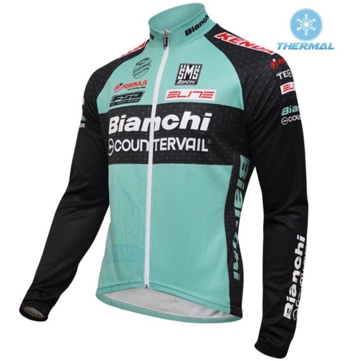 2016 Bianchi MTB Green Thermal Long Sleeve Cycling Jersey And Bib Pants Set