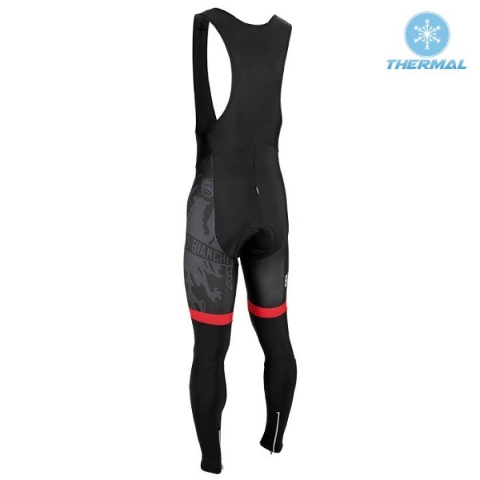 2016 Bianchi Milano Sorisole Black-Red Thermal Long Sleeve Cycling Jersey And Bib Pants Set