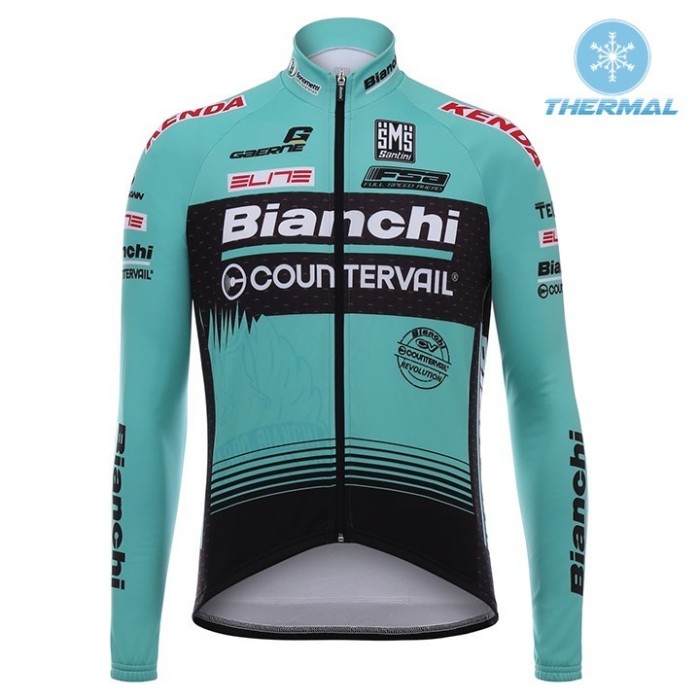 2017 Bianchi Countervail Green Thermal Long Sleeve Cycling Jersey