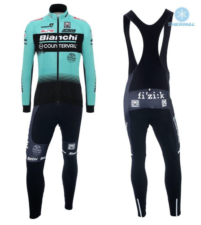 2018 Team Bianchi Countervail Thermal Cycling Jersey And Bib Pants Set