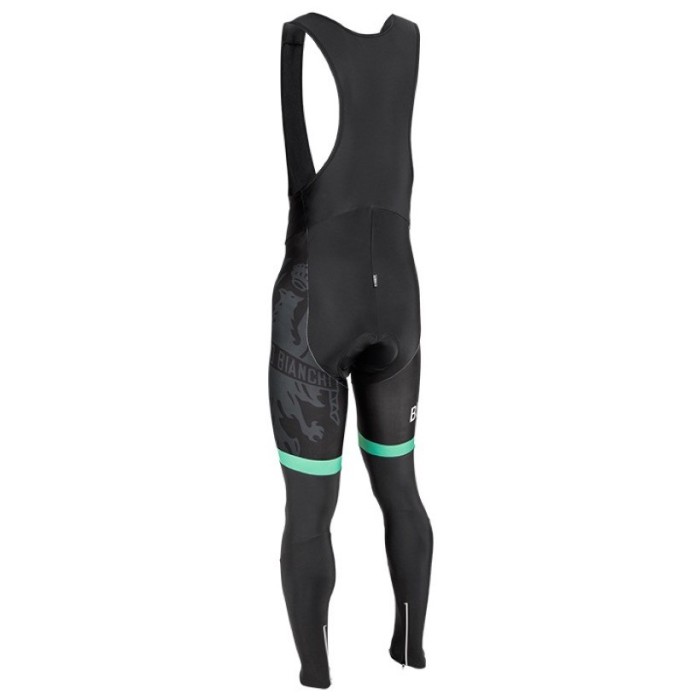 2016 Bianchi Milano Sorisole Black-Green Long Sleeve Cycling Jersey And Bib Pants Set