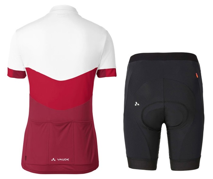 2017 Vaude Advanced II Women’s White-Red Cycling Jersey And Shorts Set