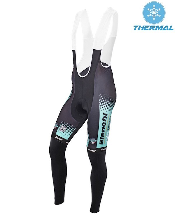 2015 Bianchi Active-TX Light Green Thermal Long Sleeve Cycling Jersey And Bib Pants