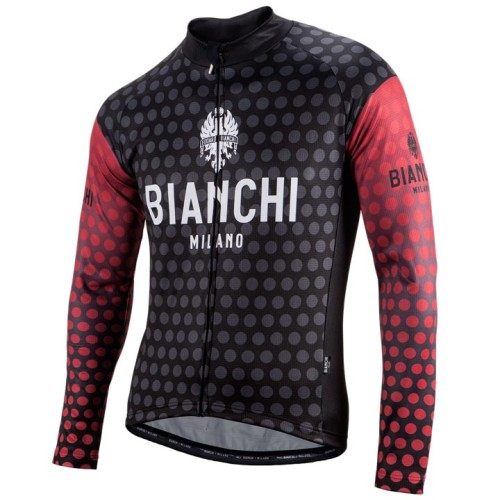 2017 Bianchi Petreso Black-Red Long Sleeve Cycling Jersey And Bib Pants Set