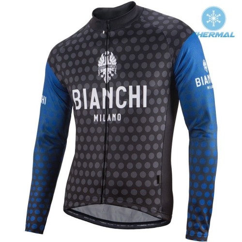 2017 Bianchi Petreso Black-Blue Thermal Long Sleeve Cycling Jersey