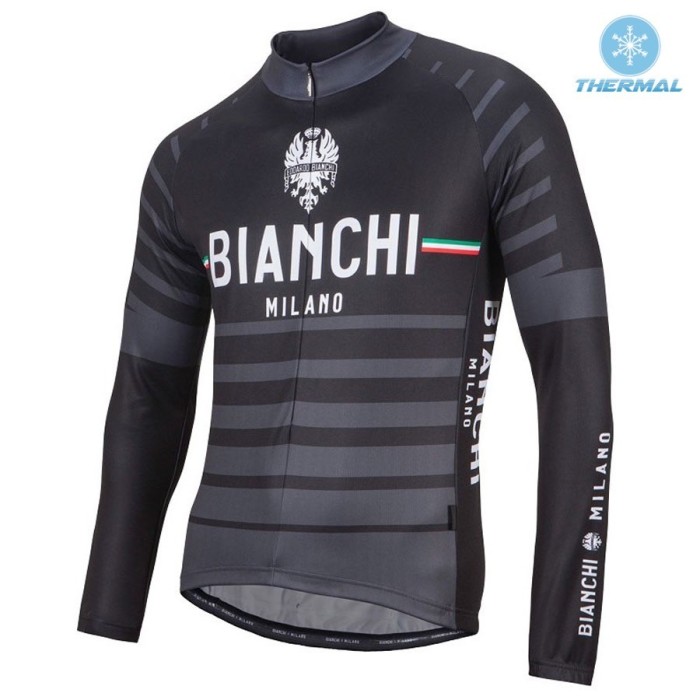 2017 Bianchi Albatros Black Thermal Long Sleeve Cycling Jersey