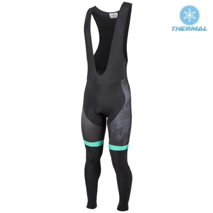 2016 Bianchi Milano Sorisole Black-Green Thermal Long Sleeve Cycling Jersey And Bib Pants Set