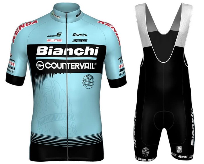 2018 Team Bianchi Countervail Cycling Jersey And Bib Shorts Set