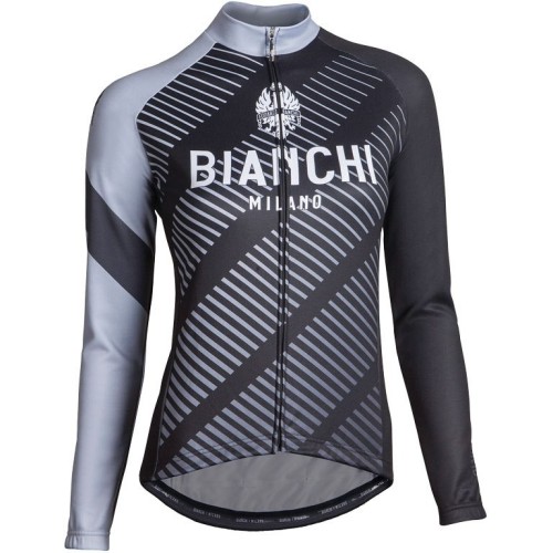 2017 Bianchi Catria Black-Grey Women Long Sleeve Cycling Jersey And Bib Pants Set