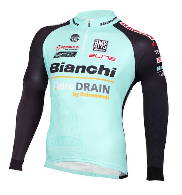 2015 Bianchi Active-TX Light Green Long Sleeve Cycling Jersey And Bib Pants